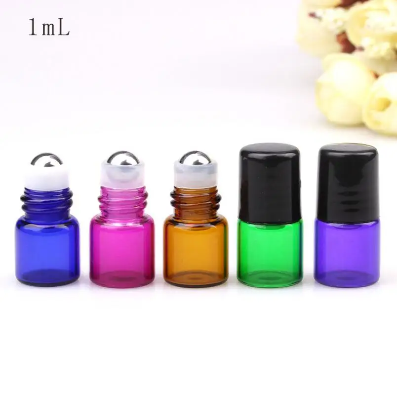 1 ml 2 ml Mini roll-on flessen lege essentiële olie roller hervulbare parfum deodorant container met zwart deksel LX3251