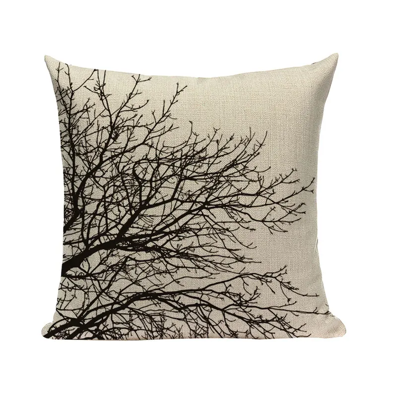 Nordic Decoration Home Cushion Cover Woven Black White Flower Tree Sofa Bed Throw Pillows Square Custom Printed Pillowcase