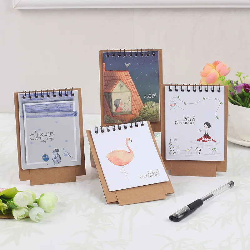 2019   Creative Desk Kawaii Cartoon Calendar 12.5 * 9.5cm Multi-function Storage Box Timetable Plan Notebook