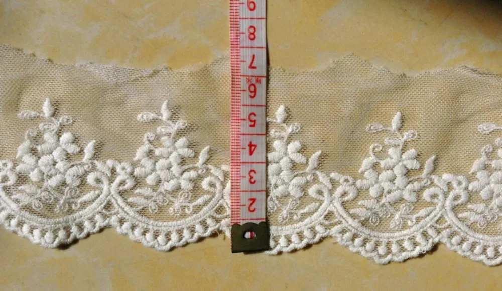 

FREE SHIPPING 7cm high quality white exquisite cotton embroidery net lace trims,soft net and luxurious embroidery,XERY180F