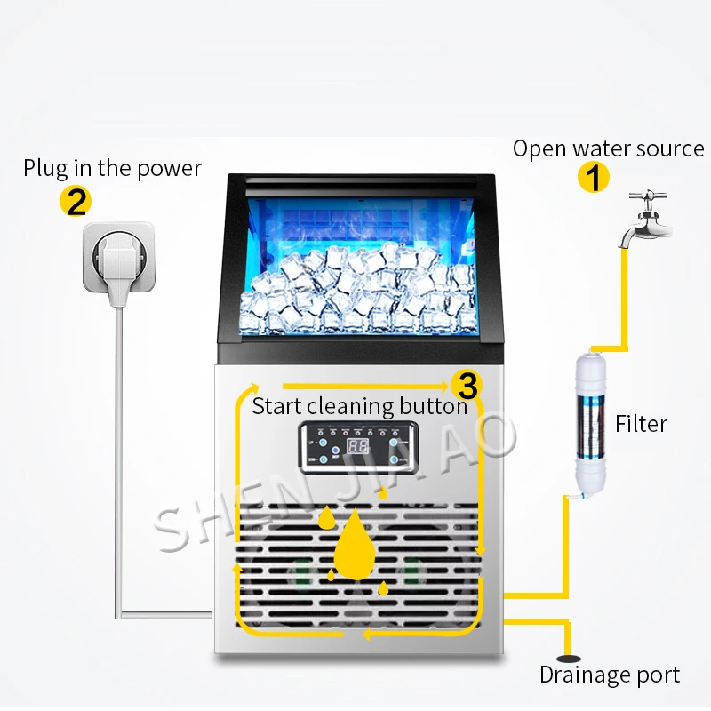 Ice Makers SK-60FF ice machine commercial tea shop small household intelligent automatic ice cube making machine 60kg/days