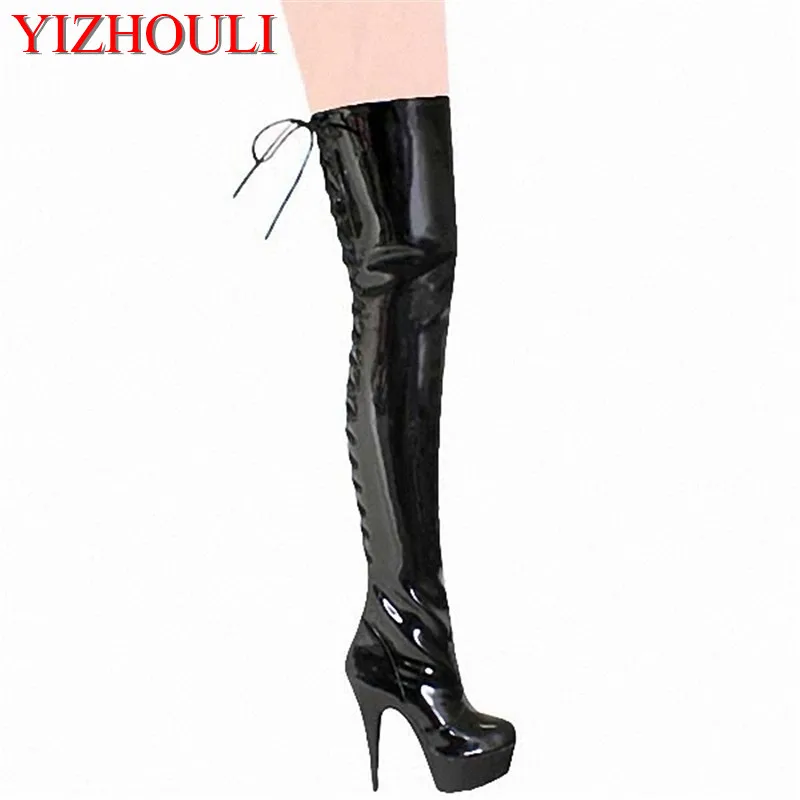 women Over-the-Knee Boots Round Toe 15cm Thin Heels zapatos mujer Nightclub/Party pumps Dance Shoes