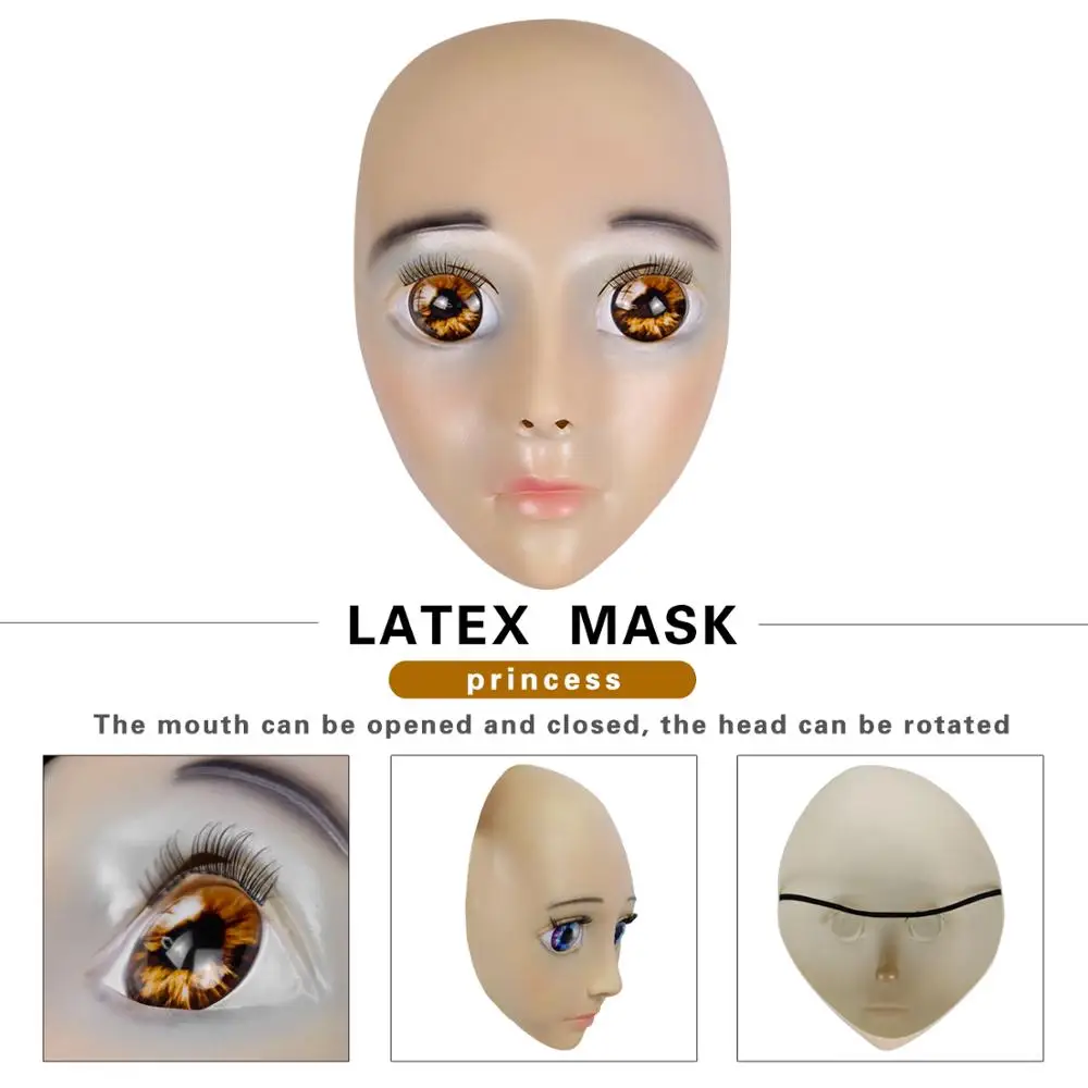 Top Grade Handmade Latex Realist Full Face Female Mask /Girl Crossdress Sexy Doll Face Cosplay Mask Cute Carton Girl Lady Face