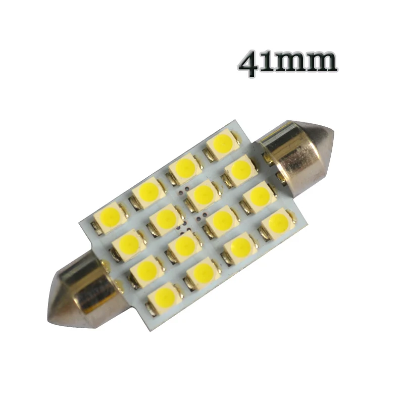 HK free 500X Car Dome Festoon C5W 16SMD 1210 LED 16LED 31mm 36mm 39mm 41mm 16 SMD White Interior Light Bulbs Licence Plate 12V