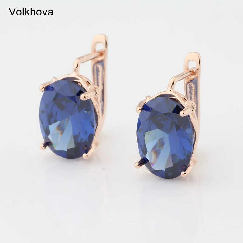 New Fashion Oval 9 Color Stud Earrings For Women Rose Gold Color Jewelry Zircon color Earrings Trendy Jewelry For Girl Gift