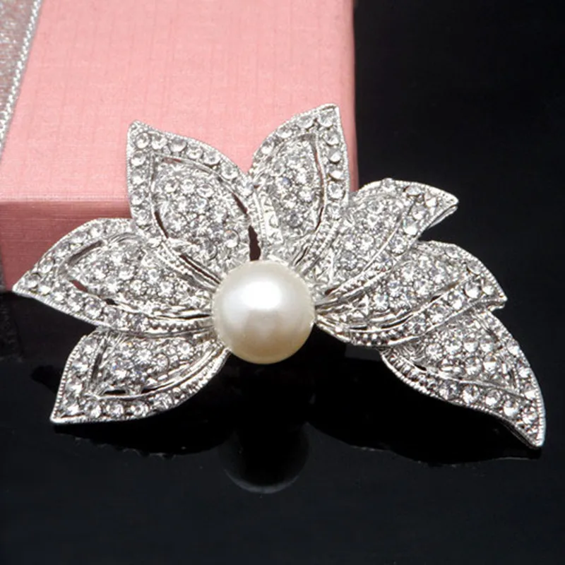 

Good Quality Faux Pearl&Crystals Wedding Bouquet Pin Brooch Fashion Costume Vintage Broach