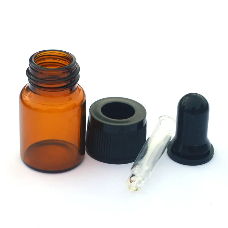 5pcs Mini 5ml Thick Amber Glass Dropper Bottle with Pure Glass Dropper Perfume Sample Tubes Essential Oil 5cc Vial