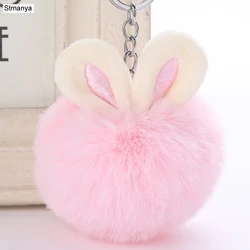 New Women Popular Rabbit Ear Hairball Top Quality Keychains Bag Fashion Accessories Hot Men Best gift Jewelry K2049