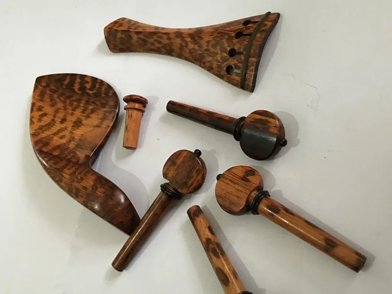 A Set of Deluxe Snakewood Violin Parts/Fittings Highly Flamed peg