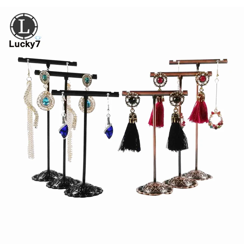 3Pcs/Set Earring Jewelry Display Rack Metal Earring Stud Earrings Stud Organizer Ornament T Shade Hanger Showcase Holder Stand