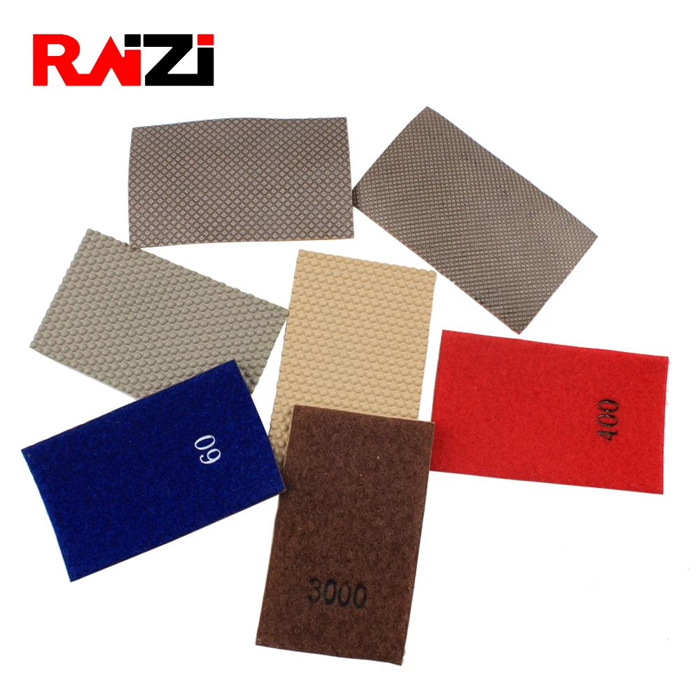 Raizi Electroplated/Resin Flexible Diamond Hand Polishing Sheet Sanding Screen For Granite Marble Stone Grit 60-3000 sanding pad