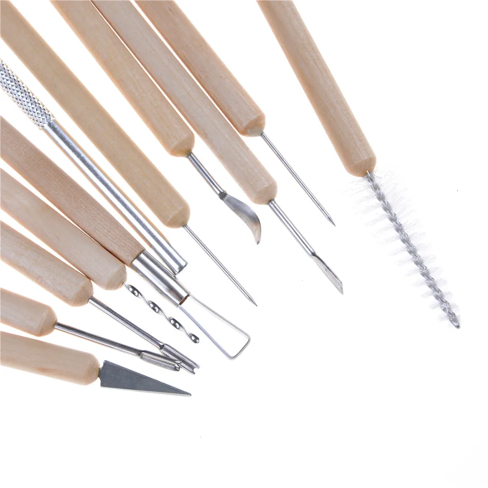 11pcs Multifunction Professional Wood Metal Handle Wax Pottery Clay Sculpture Carving Modeling Wire Texture Tool  DIY Craft