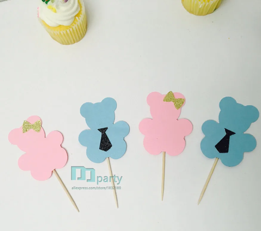 Teddy bear toppers. Gender reveal party. Teddy bear babyshower. Twins birthday party. My little bear. Babyshower favors.