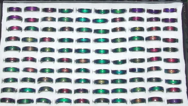

Wholesale 100pcs Change Color Mood Rings,Temperature Changable Color Ring,Free Shipping+Display box