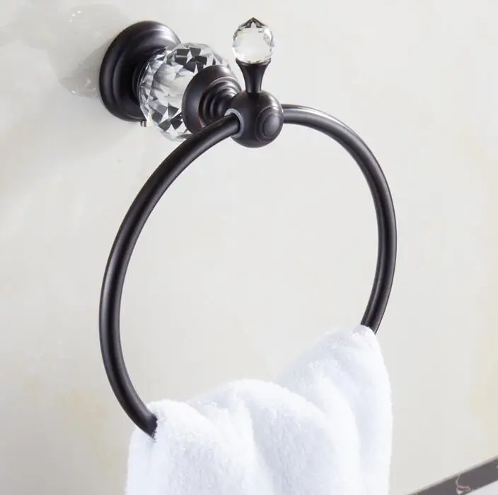 Black Brass &Crystal Bathroom accessories Bath Hardware Set Towel Rack Towel Bar Paper Holder Soap Dish cup holder toilet  JM251