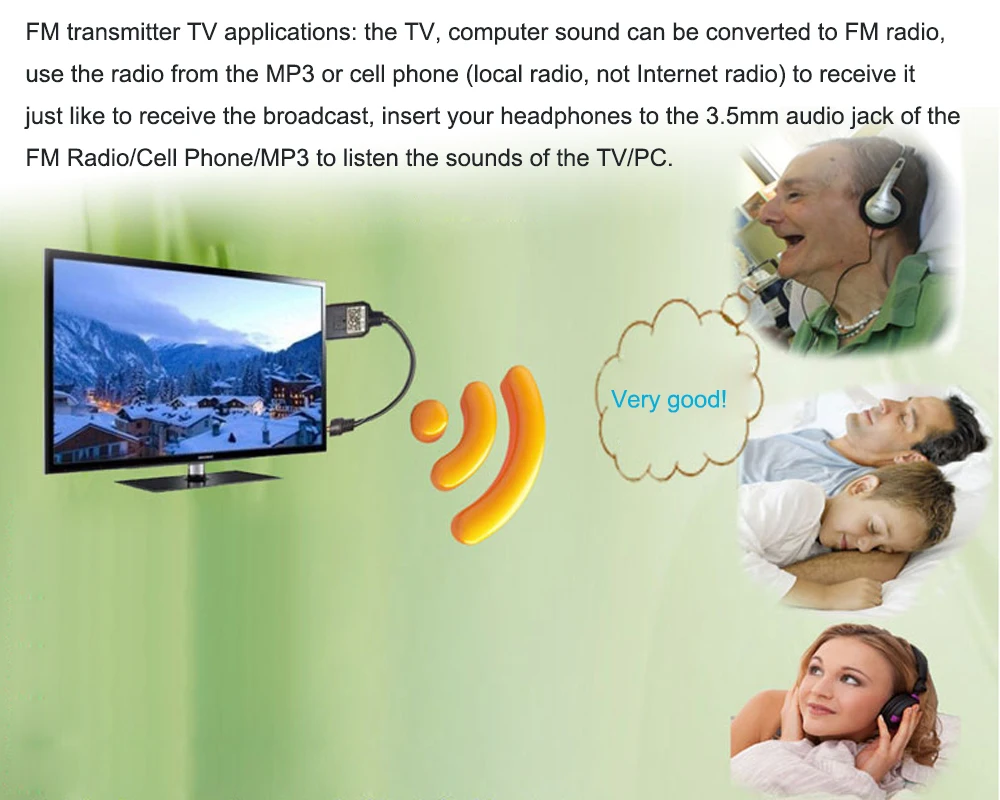 JINSERTA FM Transmitter Audio Music Player 3.5mm Audio Car Adapter for Speaker MP3 Mobile Phone TV PC DVD