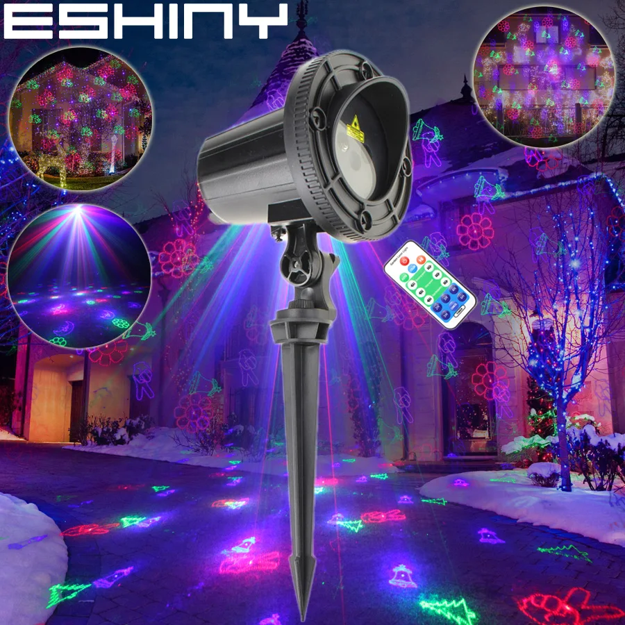 

ESHINY Outdoor WF RGB Laser 36 Christmas Patterns Projector DJ Family Party Xmas Tree Wall Landscape Garden Stage Light N7T233