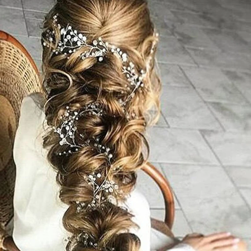 Fashion Wedding Hair Accessories Simulated Pearl Haedbands for Bride Crystal Crown Floral Elegant Hair Ornaments Hairpin