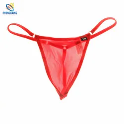 Tangas de nailon de tiro bajo para hombre, ropa interior Sexy Gay, suspensorio, pene bolsa calzoncillos, Bikini, Cueca, 2017