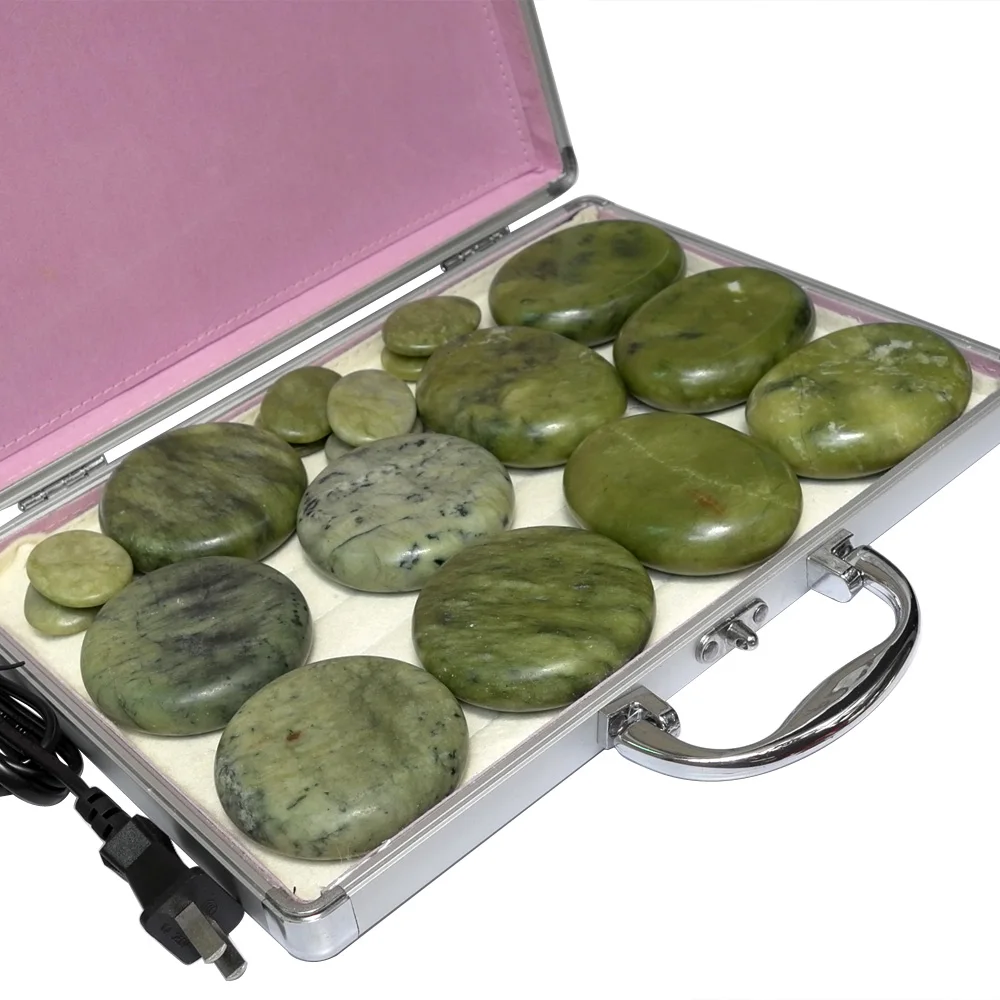 NEW Tontin 18pcs/set green jade body massage hot stone beauty salon SPA tool with heating box 110V or 220V ysgyp-nls