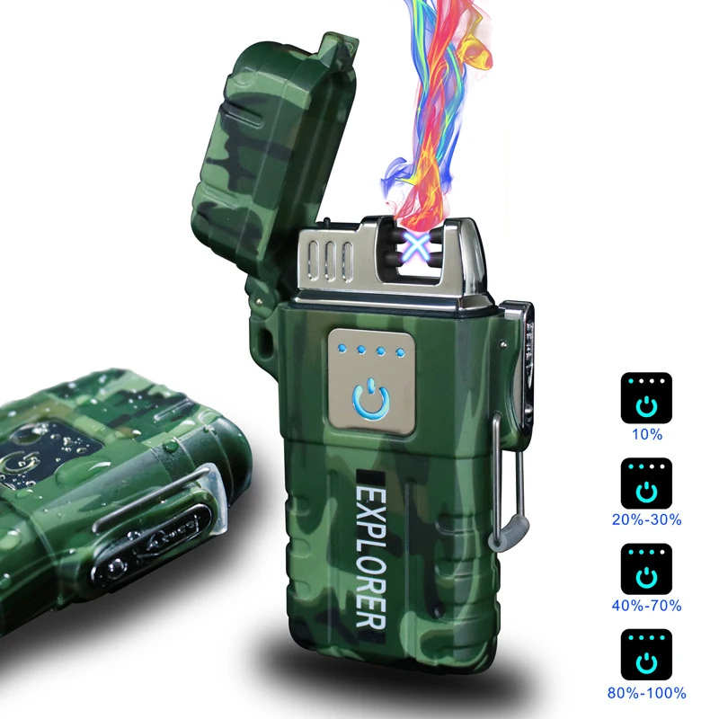 

Водонепроницаемая электронная USB Зажигалка перезаряжаемая наружная электрическая плазменная дуговая Зажигалка дисплей питания сенсорный...