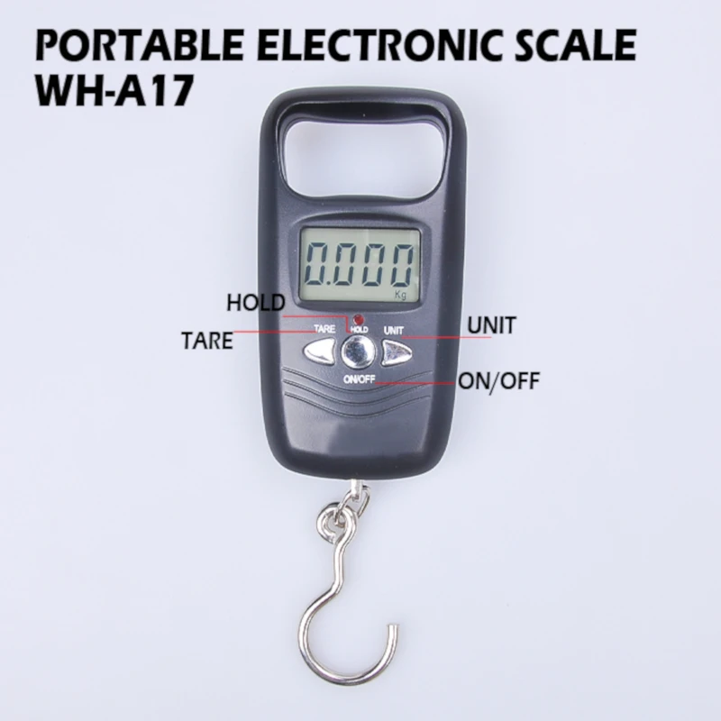 ESPLB 50kg Fishing Hook Luggage Digital Scale Pocket Potable LCD Hanging Electronic Travel Weighing Scales Black/Gold Color