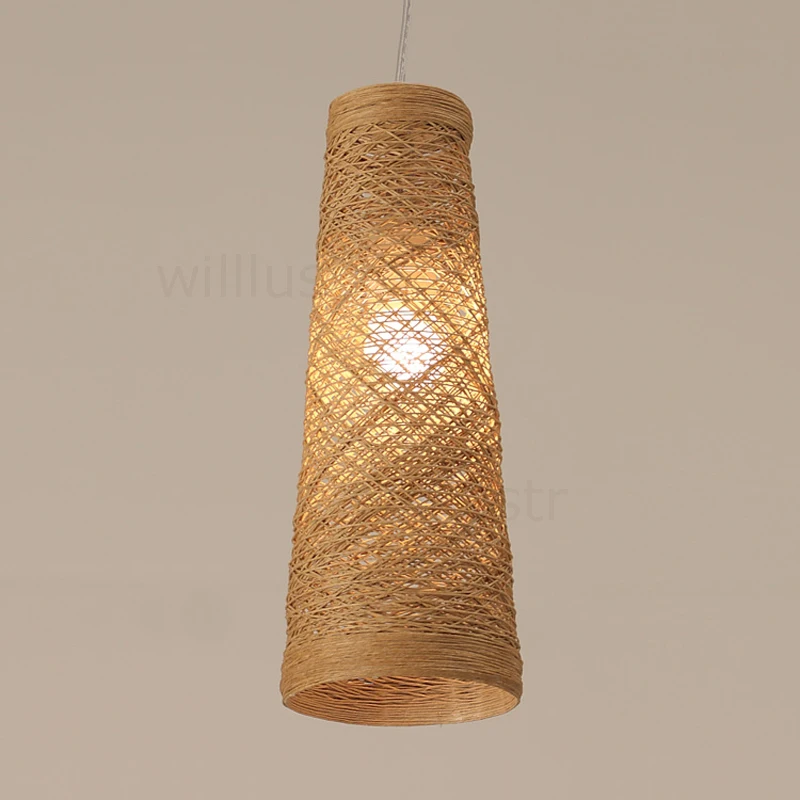 natural wicker pendant light handmade  home bedroom hotel dinning room restaurant hand knitted wicker suspension hanging lamp