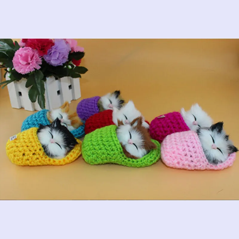 one piece artificial sleeping cat,lovely kat in slipper,sweet pussy cat funny good cat,home decoration soft party favor gift