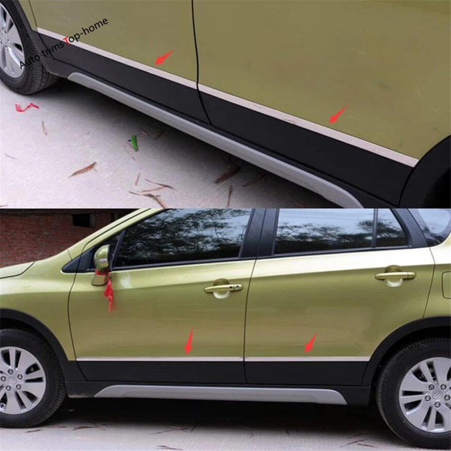 Yimaautotrims Accessories For Suzuki Sx4 S-cross 2014 - 2021 Car Body Molding Door Bottom Stripes Streamer Decoration Cover Trim