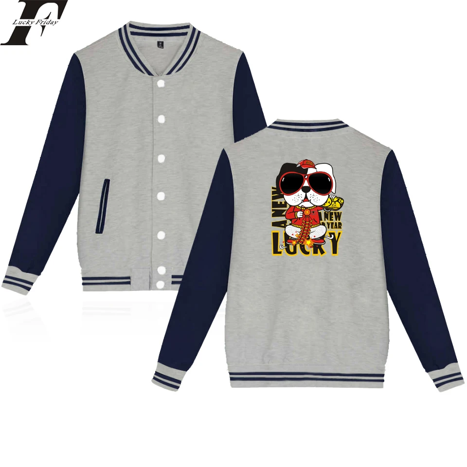 LUCKYFRIFAYF fashion LUCKY DOG Funny Baseball Jacket men women Sweatshirts coat casual long sleeve harajuku hoodies Jackets tops