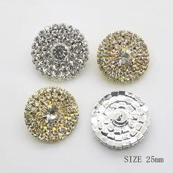 ZMASEY vendita nuovo 5 pz/lotto 25mm bottoni con strass decorazione con gambo matrimonio Fit nastro fornitura per capelli invito completo accessori fai da te