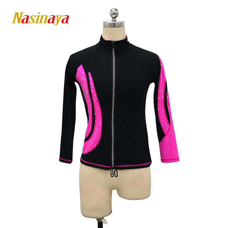 Figure Skating Competition Training Jacket Women's Artistic Gymnastics Zipper Long Sleeve Top Dance Black Rose