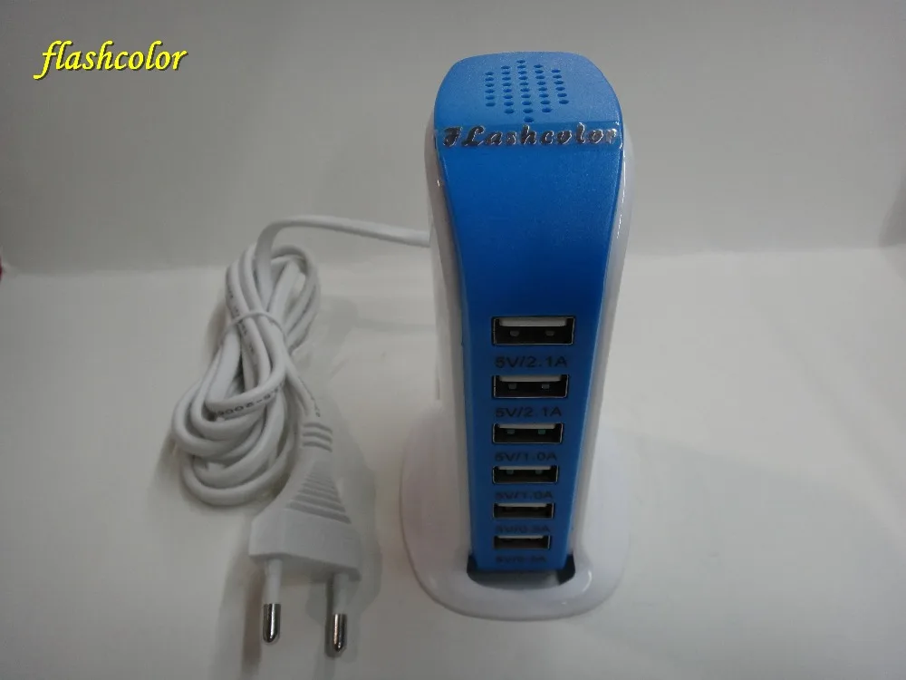 Flashcolor 2020 New Arrival Low Consumption 30W 6 USB Ports Charger Over-voltage Protection Power Adapter for Mobile Devices