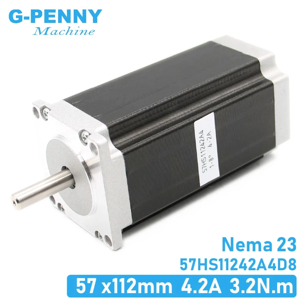 New arrival Nema23 silnik krokowy 57x112mm 4.2A 3.2Nm D = 8mm CNC silnik krokowy pojedynczy trzpień 457Oz-in do maszyny CNC, drukarka 3D