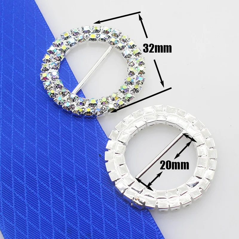 New! 10Pcs/Set Double-row Rhinestone Buckle DIY Crystal invitation card decoration Wedding Ribbon Slider Hair Accessories