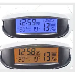 Digital Car Thermometer Luminous LED Table Clock Indoor/outdoor Thermometers Voltmeter Time AlarmBlue Orange Backlight EC98