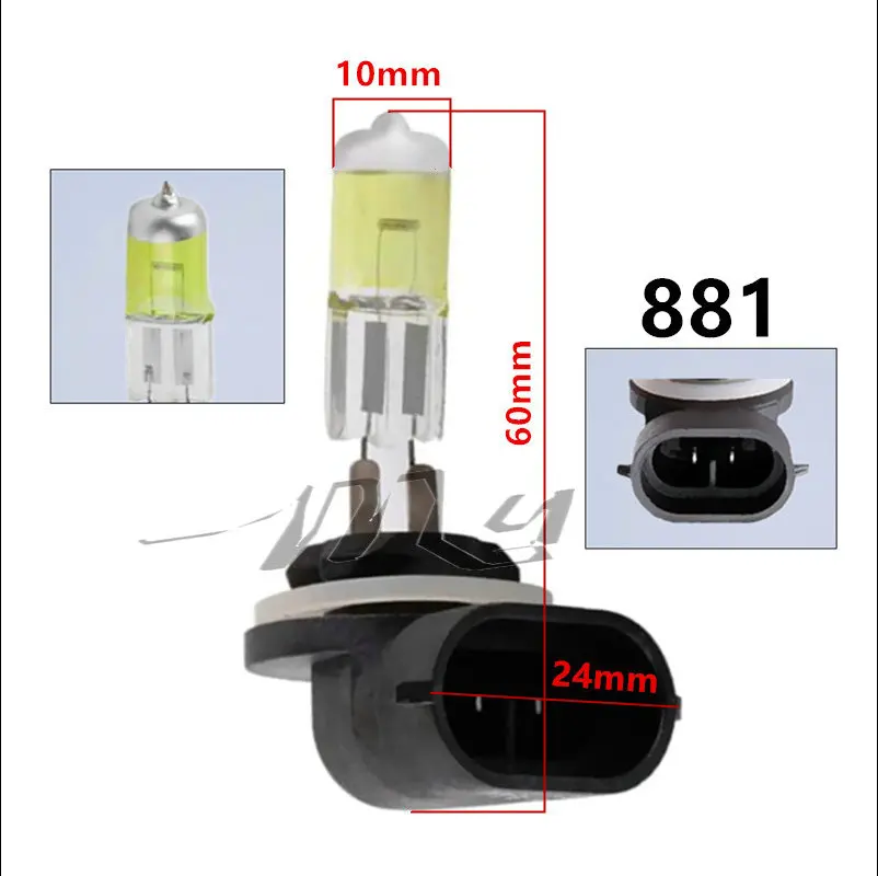 Lâmpadas halógenas drl 881 894 h27, 881 w, faróis de neblina, estacionamento em corrida, 12v, fonte de luz, dia amarelo âmbar