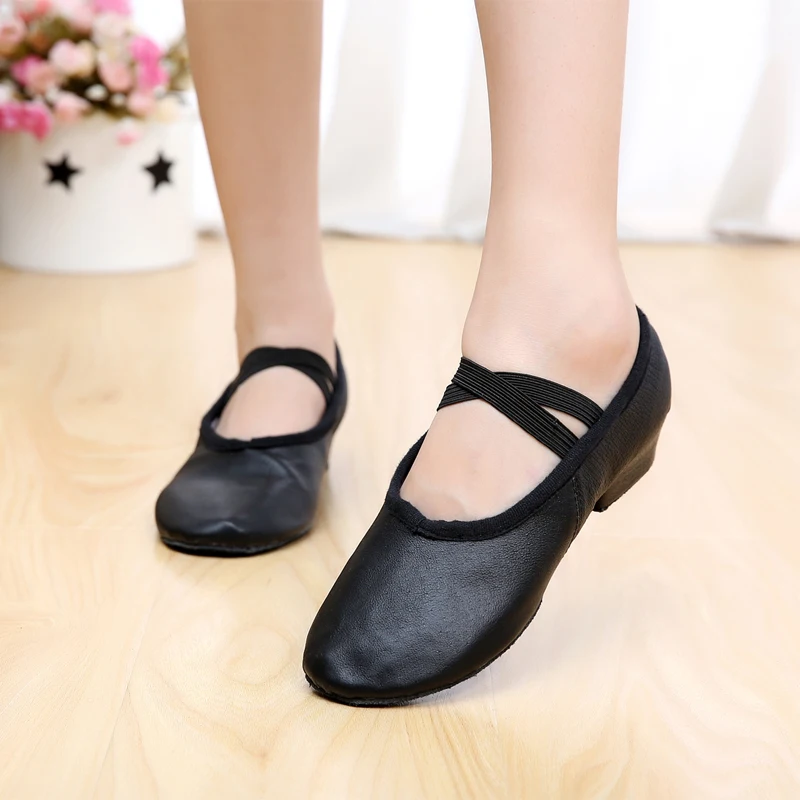 New Arrival Women\'s Canvas Leather Dance Shoes Square Low Heel Practice Shoes Ladies Ballet Dancing Shoes 4 Color Optional