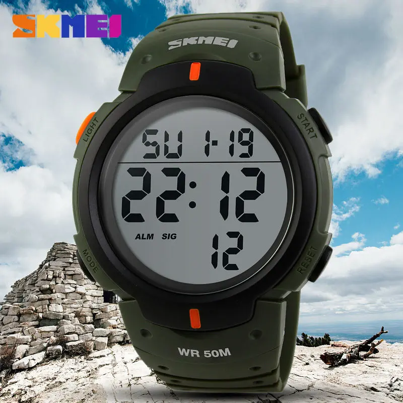 Men Climbing Sports Digital Wristwatches Big Dial Military Watches Alarm Shock Resistant Waterproof Watch reloj hombre SKMEI