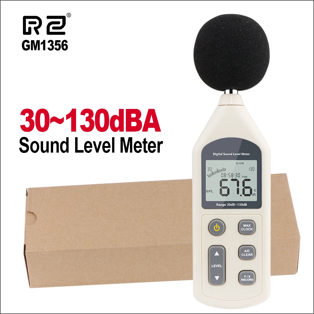 RZ Digital Sound Level Meter USB Noise Tester Meter Decibel Meter Noise Meter GM1356 30-130dB A/C FAST/SLOW DB GM1356