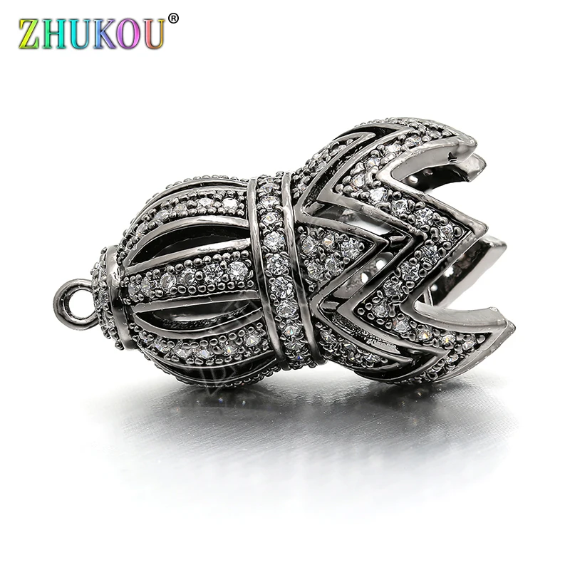 16*26mm High Quality Brass Cubic Zirconia Tassel Caps Pendant Connector DIY Jewelry Findings, Hole: 1.5mm, Model:VM17
