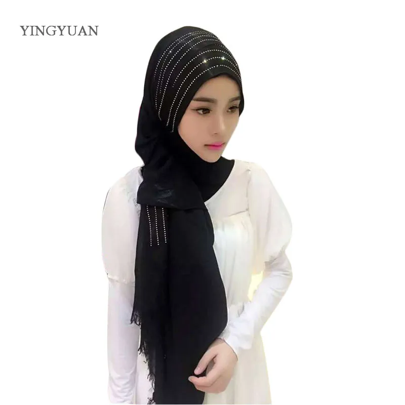 CJ61 New Flano muslim hijabs high quality women scarf Autumn Fashion Elegant ladies scarves Hot fix rhinestone shaw sciarpa