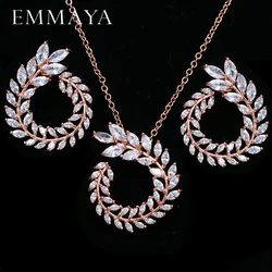 EMMAYA Trendy Women Pendant Necklace And Earrings Jewelry Sparkling AAA CZ Stone Jewelry Sets For Ladies