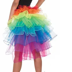 Women Clown Costumes Layered Organza Lace Rainbow Tutu Bustle Skirt Petticoat Casamento Birthday Party Decoration Supplies