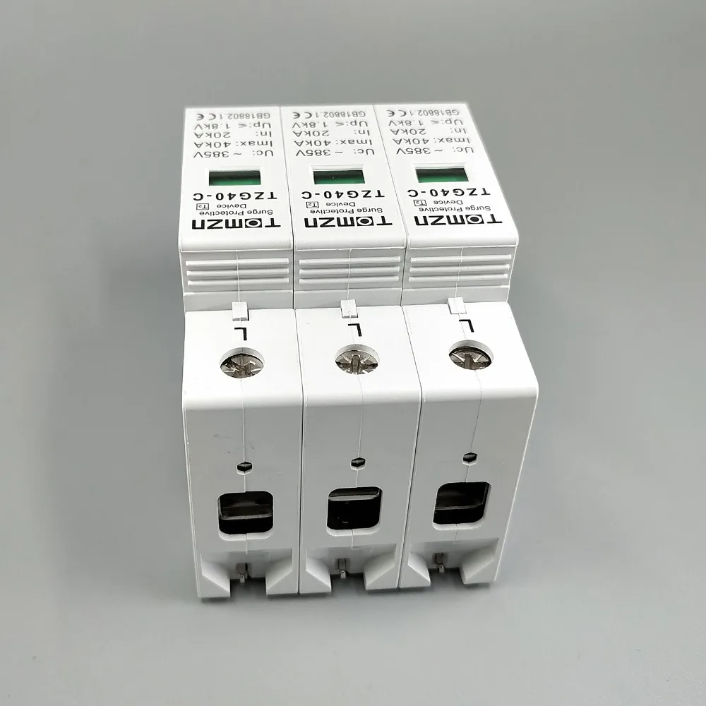 AC SPD 3P 20KA~40KA  C ~385VAC House Surge Protector Protective Low-voltage  Arrester Device