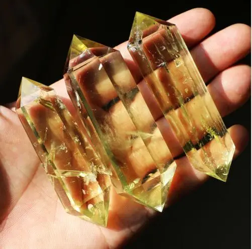 6 Sided Prism Style Clear Natural Smokey Citrine Double Terminated Point Large 3-2.7 Inch Wand