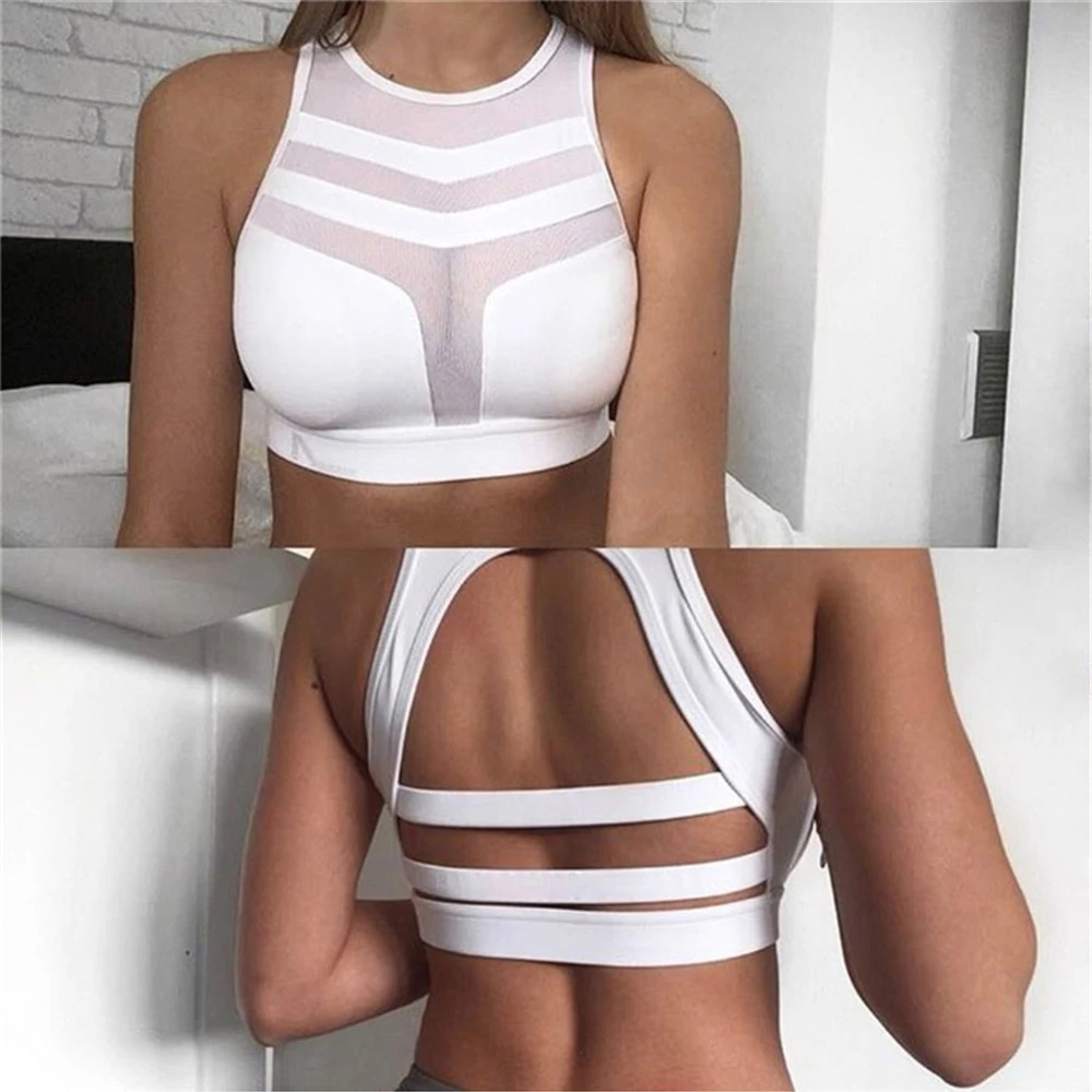 Sexy Sports Bra for Women Fitness Top Yoga Bra Plus Size Crop Top Mesh Running Bra Quick Dry Gym Workout Breathable Underwear