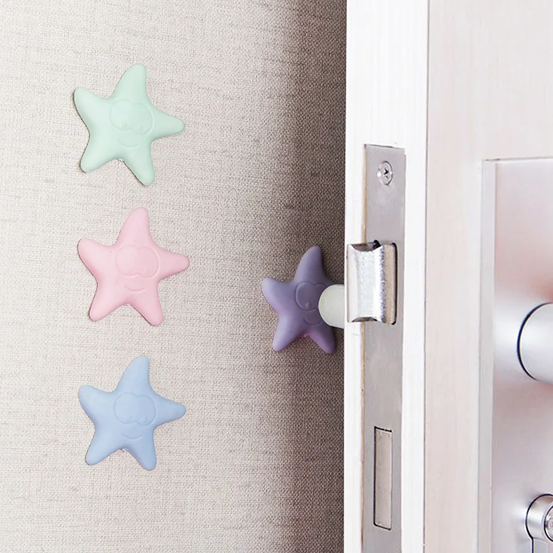 2PCS Wall Thickening Mute Fenders Door Wall Stick Starfish Modelling Rubber Handle Door Lock Protective Pad Home Wall Stickers