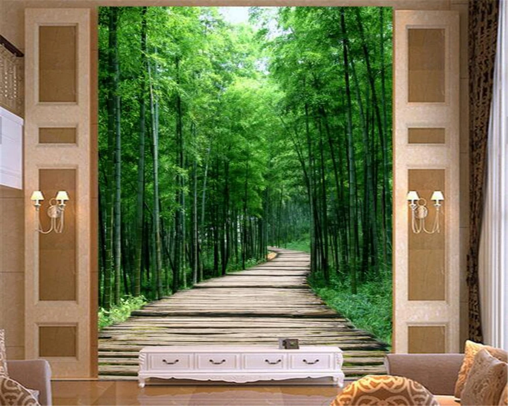 

Beibehang 3D wallpaper decorative painting 3D mysterious clear bamboo forest trail entrance aisle backdrop murals wallpaper 3 d