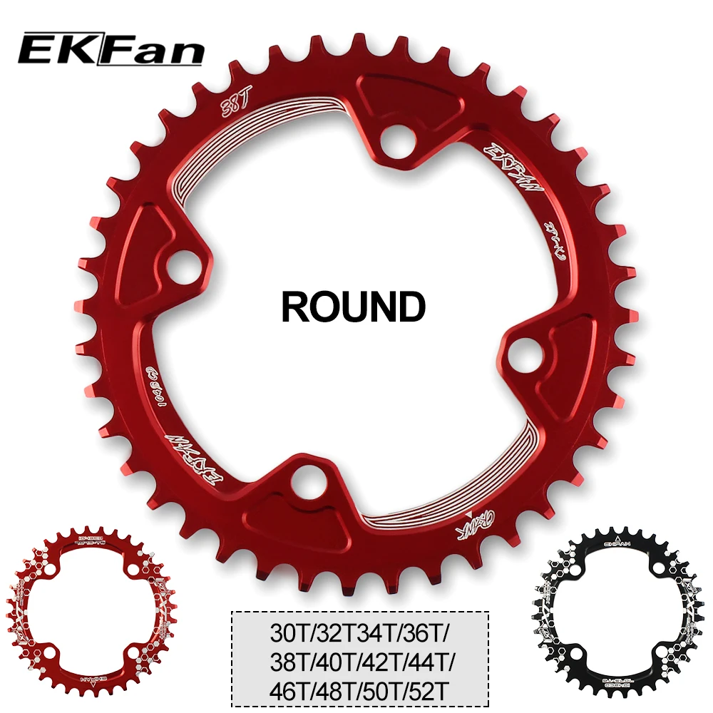 EKFan XT Round Shape Narrow Wide 104BCD 30T 32T 34T 36T 38T 40T 42T 44T 46T 48T 50T 52T Cycling MTB Bike Chainwheel